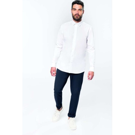 Chemise homme manches longues | K513 | Couleurs:White  | KARIBAN | flocage broderie impression transfert  sérigraphie vêtement p