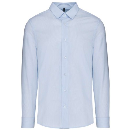 Chemise homme manches longues | K513 | Couleurs:Striped Pale Blue / White  | KARIBAN | flocage broderie impression transfert  sé