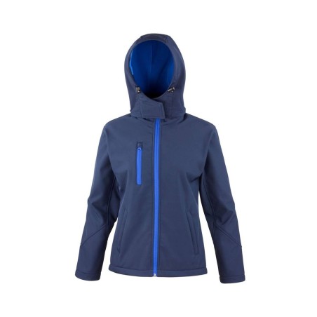 Veste Softshell Capuche Femme TX Performance | R230F | Couleurs:Navy / Royal  | RESULT | flocage broderie impression transfert  