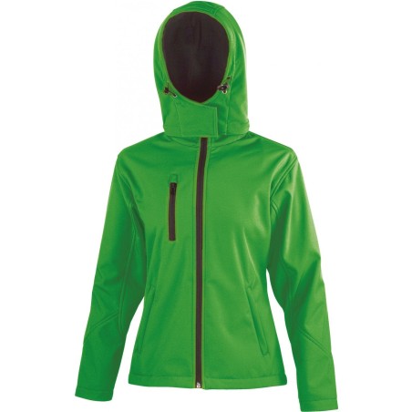 Veste Softshell Capuche Femme TX Performance | R230F | Couleurs:Vivid Green / Black  | RESULT | flocage broderie impression tran