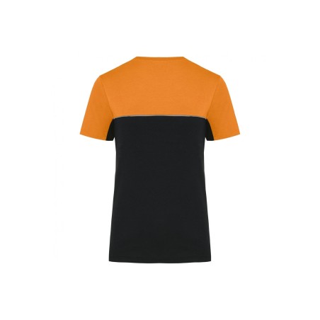 T-shirt bicolore écoresponsable manches courtes unisexe | WK304 | Couleurs:Black / Orange  | WK. DESIGNED TO WORK | flocage brod