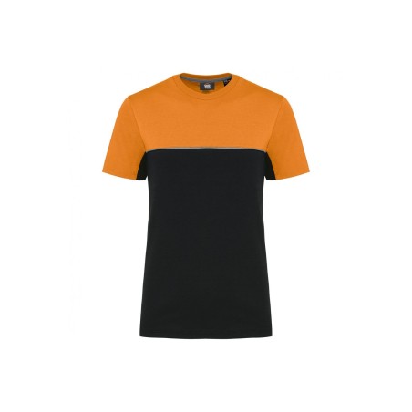 T-shirt bicolore écoresponsable manches courtes unisexe | WK304 | Couleurs:Black / Orange  | WK. DESIGNED TO WORK | flocage brod