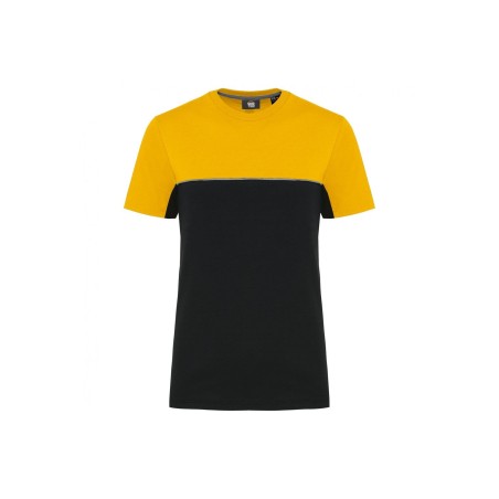 T-shirt bicolore écoresponsable manches courtes unisexe | WK304 | Couleurs:Black / Yellow  | WK. DESIGNED TO WORK | flocage brod