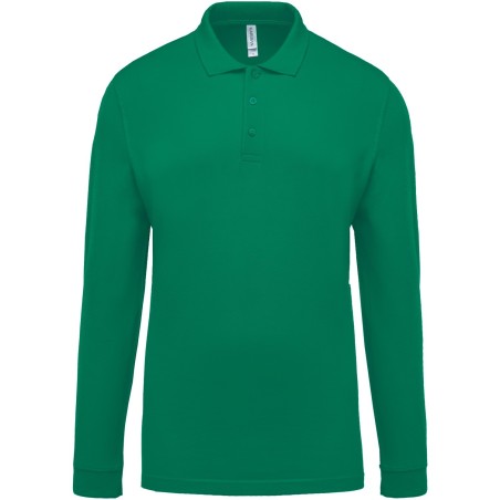 Polo piqué manches longues homme | K256 | Couleurs:Kelly Green  | KARIBAN | flocage broderie impression transfert  sérigraphie v