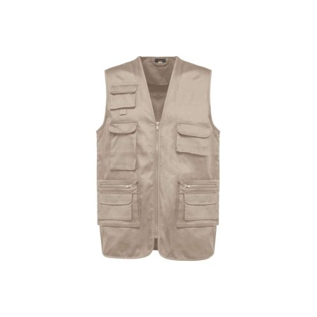 Gilet polycoton multipoches doublé unisexe | WK609 | Couleurs:Beige  | WK. DESIGNED TO WORK | flocage broderie impression transf