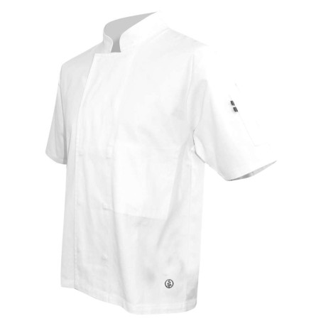 Veste de cuisinier manches courtes pressions cachées | LMA132 | Couleurs:Blanc  | LMA | flocage broderie impression transfert  s