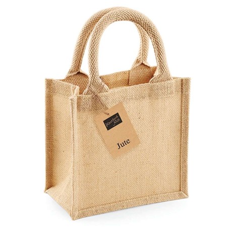 Jute Petite Gift Bag | WM411 | Couleurs:Natural Tailles:20 X 20 X 12 cm | Westford Mill | flocage broderie impression transfert 