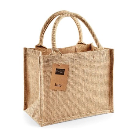 Jute Mini Gift Bag | WM412 | Couleurs:Natural Tailles:26 X 22 X 14 cm | Westford Mill | flocage broderie impression transfert  s