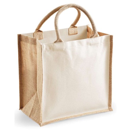 Printers Midi Jute Bag | WM421 | Couleurs:Natural Tailles:30 X 30 X 19 cm | Westford Mill | flocage broderie impression transfer