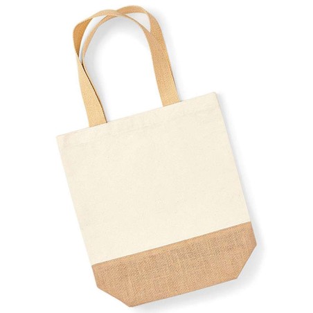 Jute Base Canvas Shopper | WM450 | Couleurs:Natural Tailles:24 X 41 X 13 cm | Westford Mill | flocage broderie impression transf