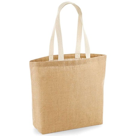 Unlaminated Jute Shopper | WM458 | Couleurs:Natural Tailles:48 X 37 X 13 cm | Westford Mill | flocage broderie impression transf