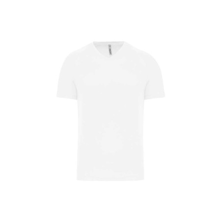 T-shirt de sport manches courtes col v homme | PA476 | Couleurs:White  | PROACT® | flocage broderie impression transfert  sérigr