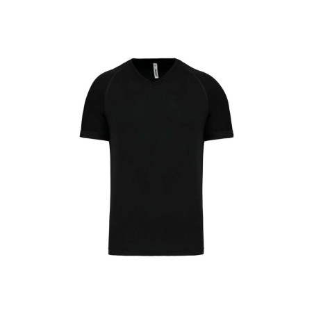 T-shirt de sport manches courtes col v homme | PA476 | Couleurs:Black  | PROACT® | flocage broderie impression transfert  sérigr