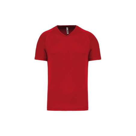 T-shirt de sport manches courtes col v homme | PA476 | Couleurs:Red  | PROACT® | flocage broderie impression transfert  sérigrap