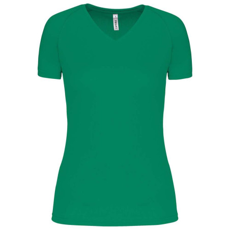 T-shirt de sport manches courtes col v femme | PA477 | Couleurs:Kelly Green  | PROACT® | flocage broderie impression transfert  