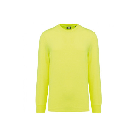 T-shirt écoresponsable manches longues unisexe | WK303 | Couleurs:Fluorescent Yellow  | WK. DESIGNED TO WORK | flocage broderie 